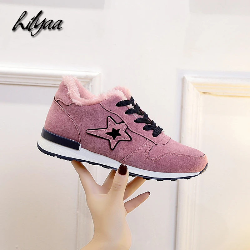 Зимние теплые замшевые кроссовки спортивная обувь удобная женская повседневная