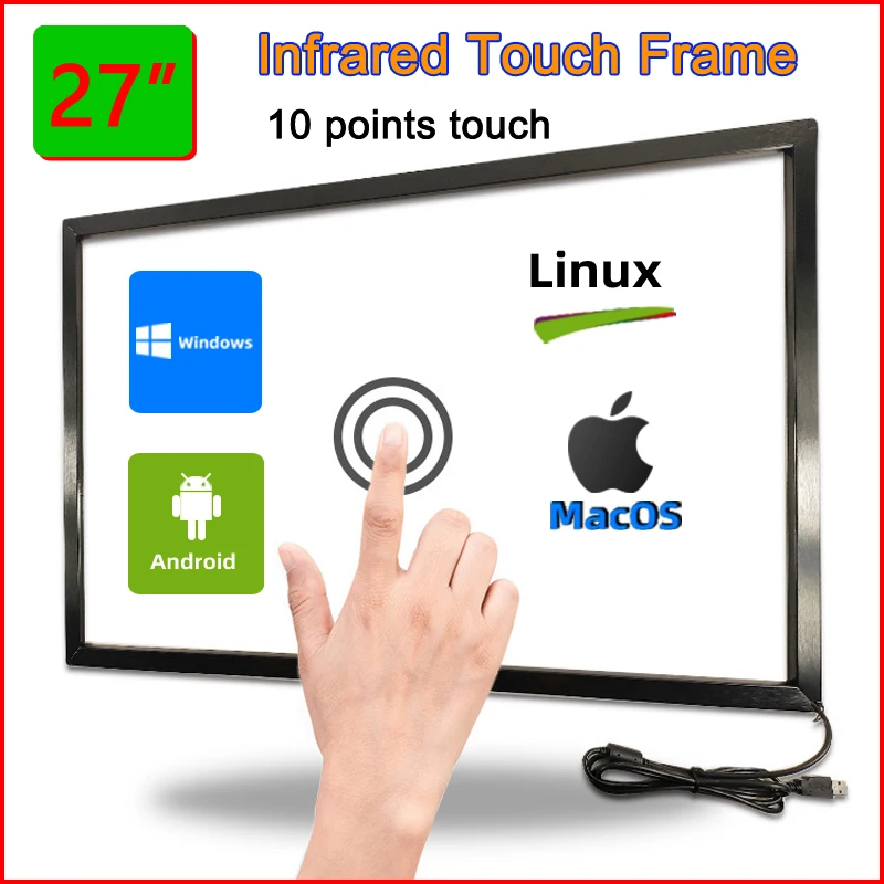 HaiTouch 27 Inch IR Touch Screen Panel Overlay Kit Direct Finger Touch Support Windows7 8 10 Android IOS and Linux without Glass