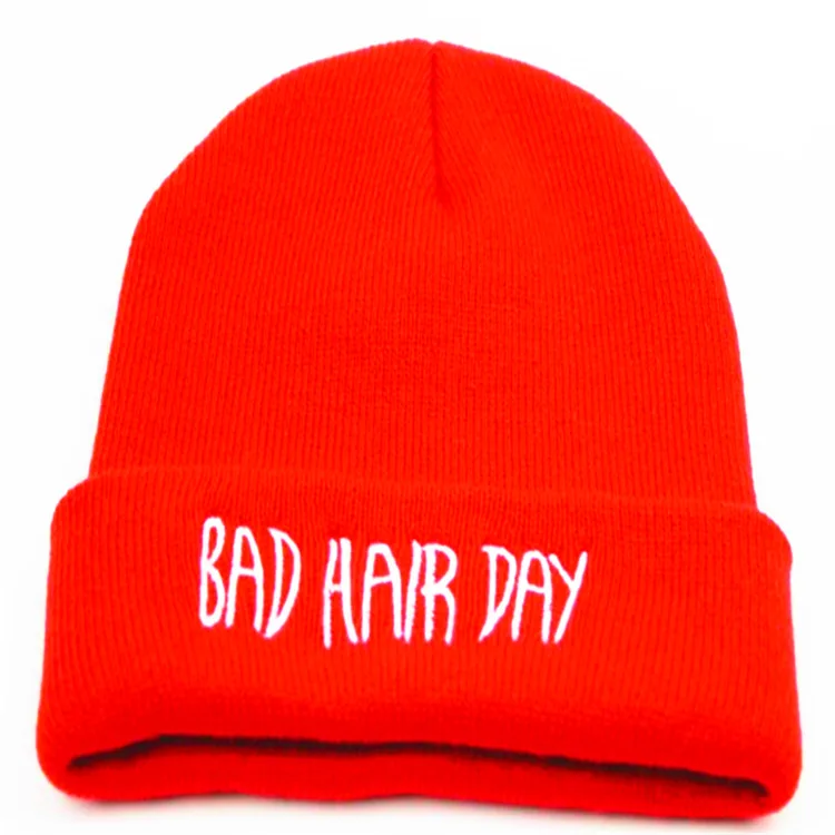 Плохая шапка с вышивкой на день холода зимняя шерстяная вязаная теплая