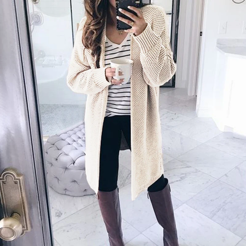 Womens Sweaters Ladies Cardigans Autumn Long Sleeve Pullovers Open Front Solid Casual |