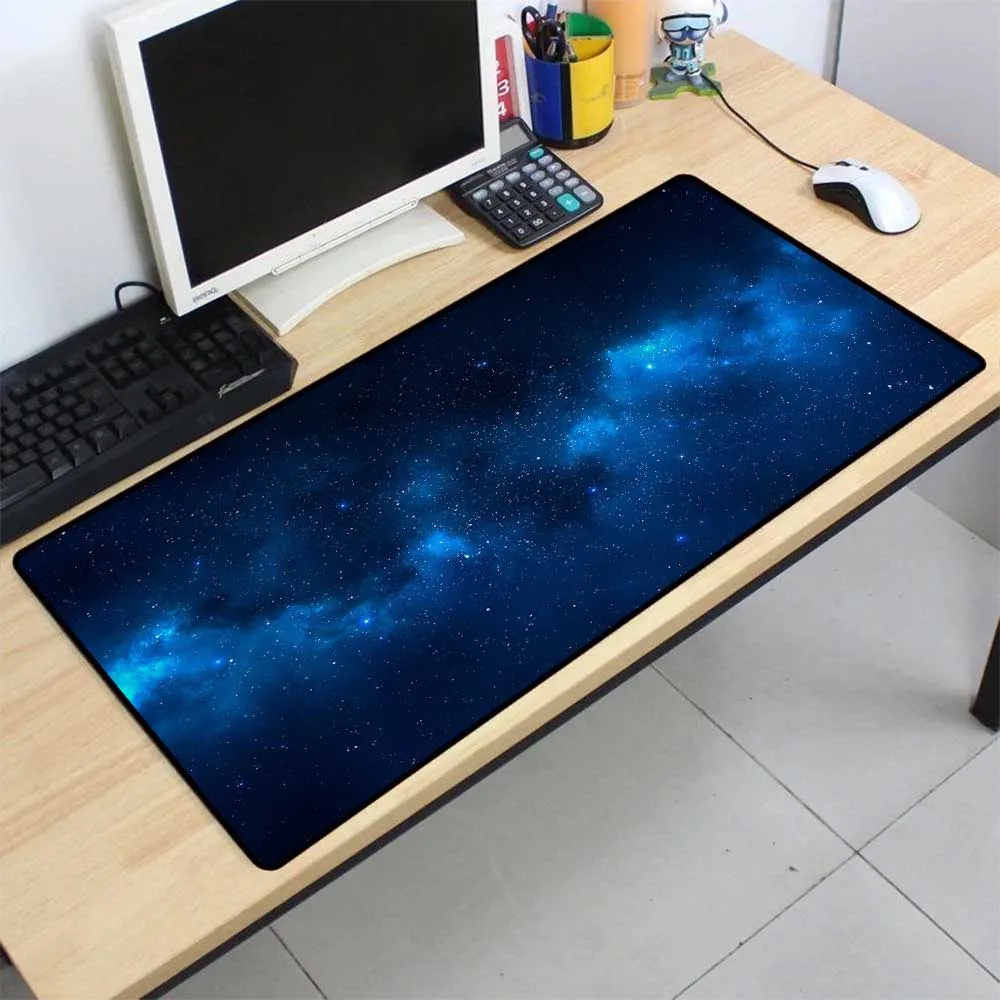 

Mouse Pad Landscape Blue Starry Sky Black Seam Animal Group Computer Notebook Desks Mat Mousepad 90x40