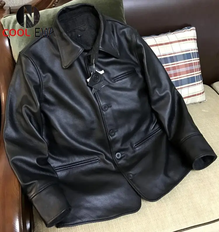 

Free shipping.plus size Brand classic men cowhide Jackets,quality men's genuine Leather biker jacket.sales casual warm