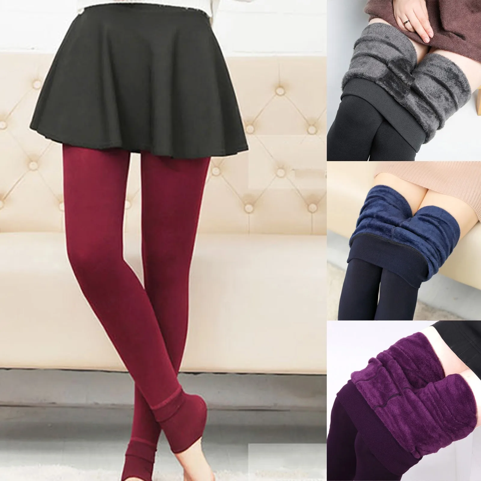 

Women Warm Winter Tight Thick Velvet Wool Cashmere Pants Solid Trousers Leggings Skinny Pants For Women Leggings Winter Leggings