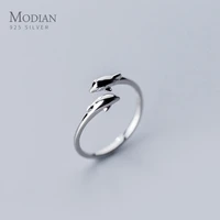 modian simple cute dolphin free size finger rings for women genuine 925 sterling silver animal ring party gift fine jewelry