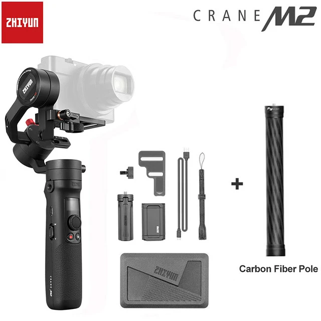 ZHIYUN официальный кран M2 Gimbal для смартфонов беззеркальные экшн компактные камеры Новое поступление 500 г Ручной Стабилизатор - Цвет: ad carbon fiber pole