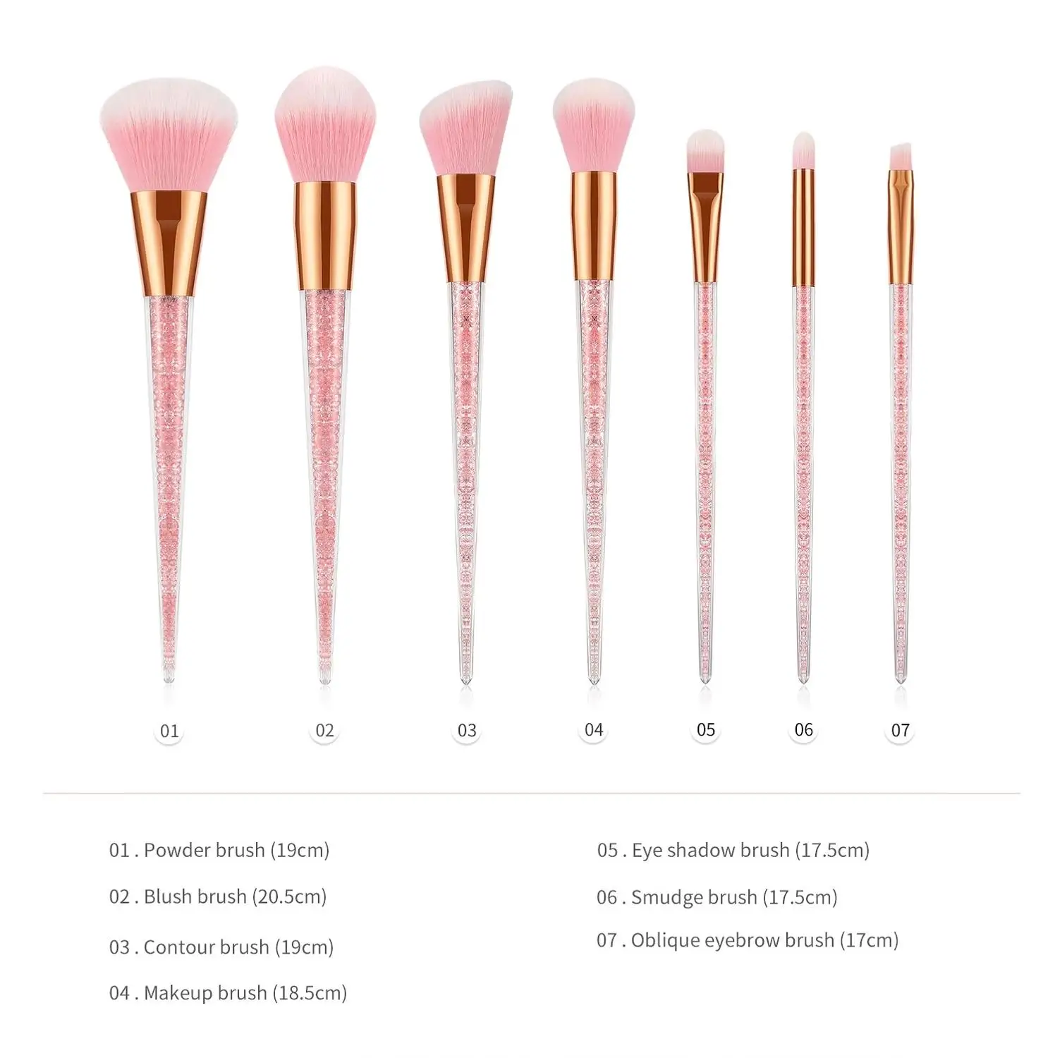 

Pro 7Pcs Diamond Crystal Handle Makeup Brushes Set Powder Foundation Blusher Eyeshadow Face Make Up Brush Cosmetic Tool