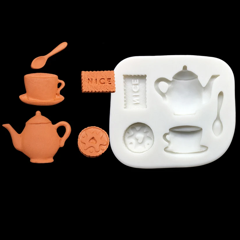 

Biscuits Coffee Teapot Silicone Sugarcraft Mold Fondant Cake Decorating Tools Candy Clay Cupcake Chocolate Baking Mold