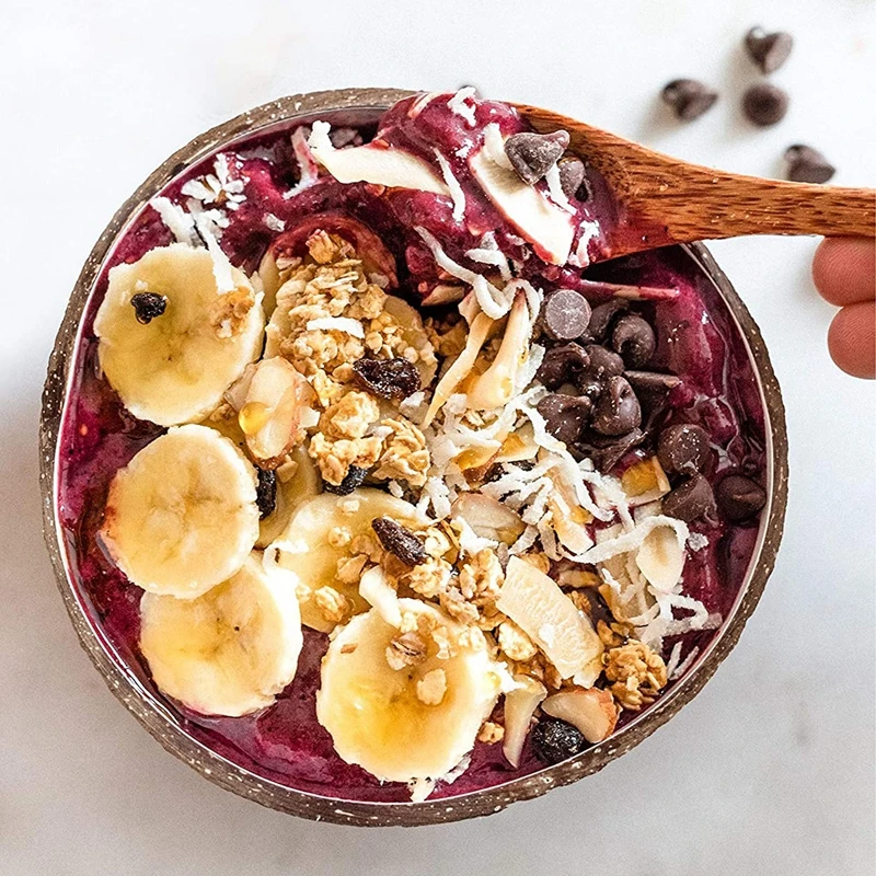 Кокосовые миски и ложка набор салат смузи смешивания Десерт Фрукты мороженое