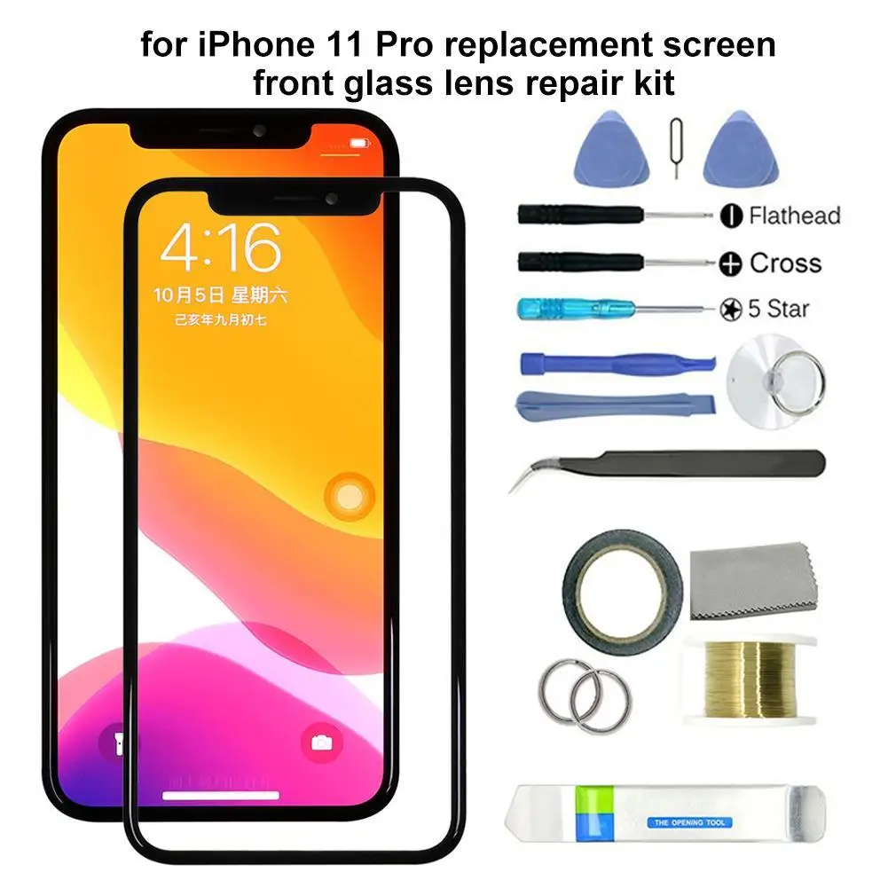 

Replacement Phone Outer Front Glass Screen Panel Tools Kit for iPhone 11 Pro