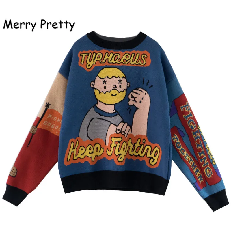 Женский Теплый свитер с забавным мультяшным рисунком Merry Pretty жаккардовый пуловер