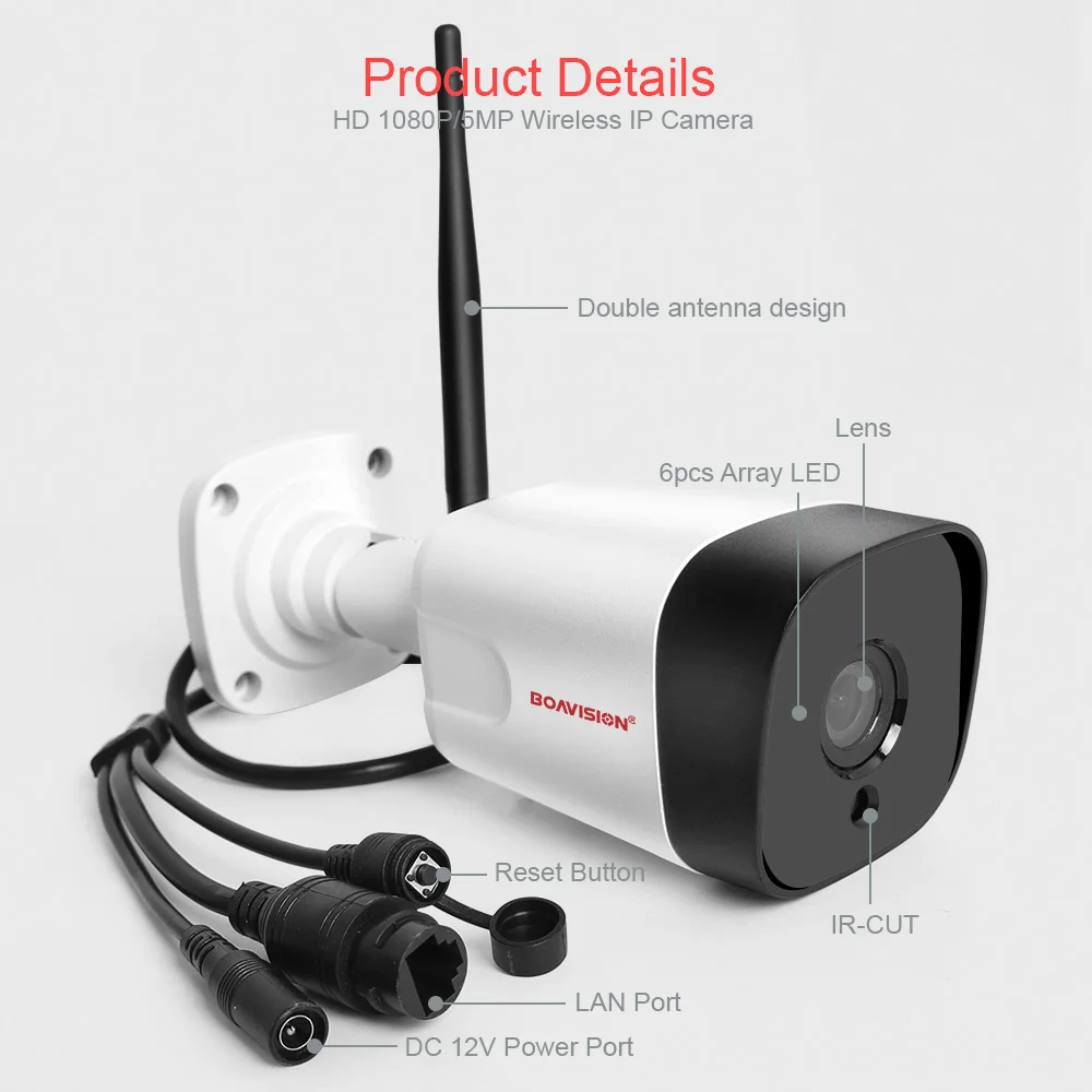 HD 5MP wifi Беспроводная ip-камера 1080P CCTV Wi-Fi камера наружная Onvif сигнализация 2-Way аудио TF слот для карт 6* Массив Led IR 20m CamHi