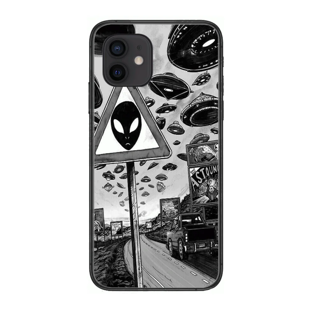 

UFO Shockproof Style Phone Case cover For iphone 12 pro max 11 8 7 6 s XR PLUS X XS SE 2020 mini black cell shell
