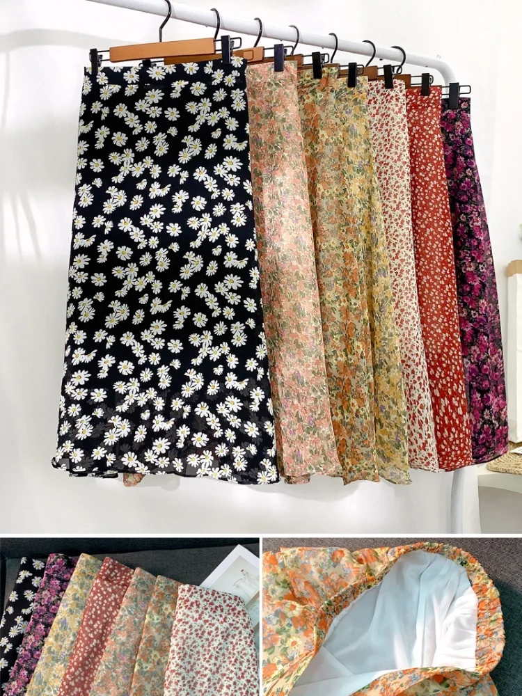 Женские юбки летнее шифоновое пляжное платье Boho Maxi Женская юбка с высокой талией