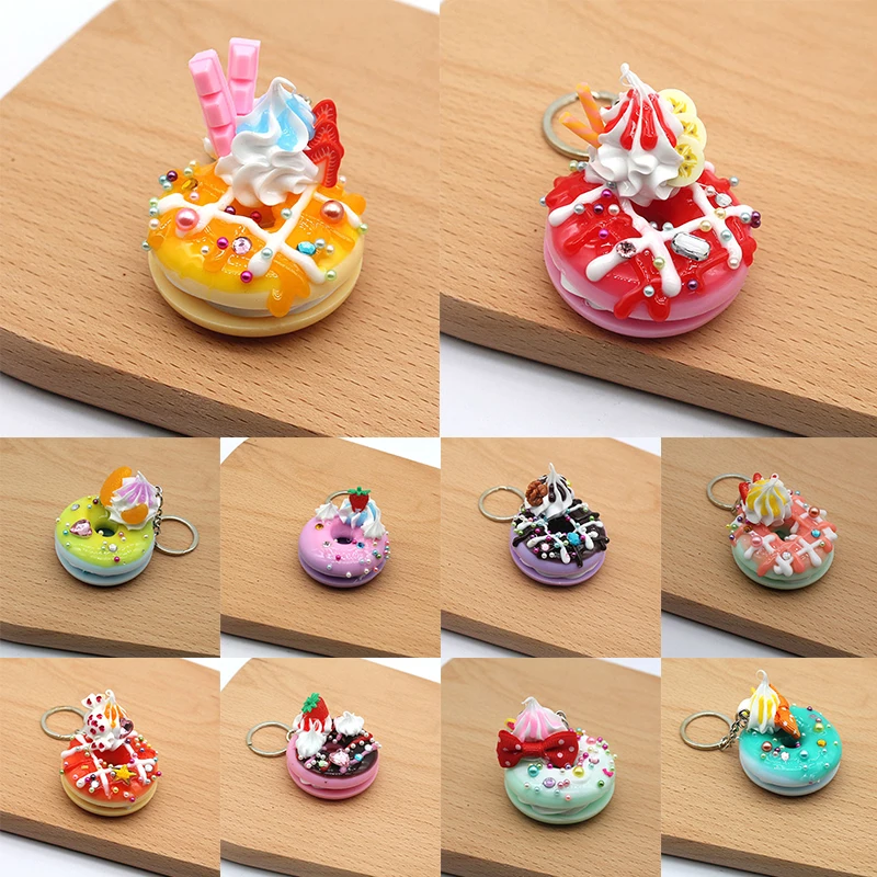 Брелок пончик 1 шт. креативный брелок с алмазным жемчугом и кристаллом аксессуар