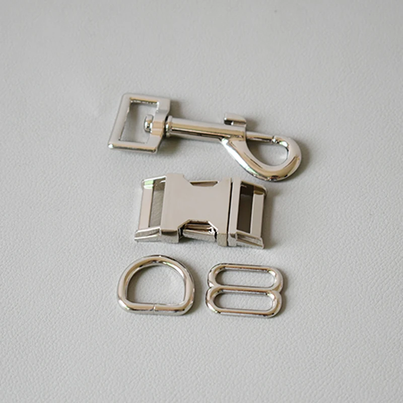Juego de correas de cintur&oacute;n con anillo en D de Metal, hebilla de Liberaci&oacute;n lateral, gancho de resorte para collar de perro, accesorios de correa, plata, 20mm, 100-2