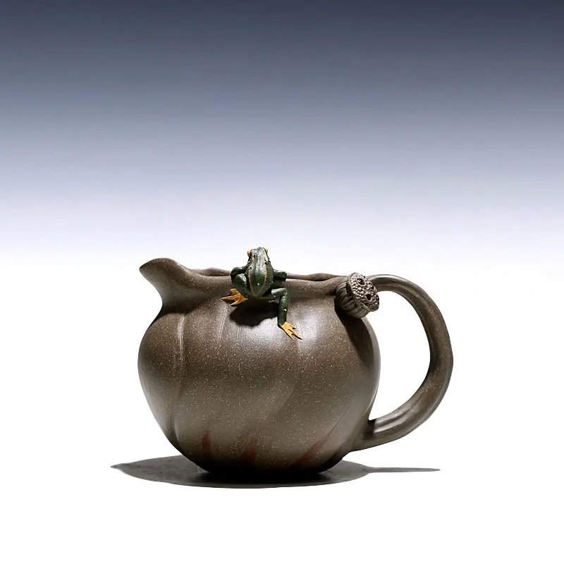 

★Chang tao 】 yixing undressed ore purple sand cup tea cup all hand green frog lotus justice cup 230 cc