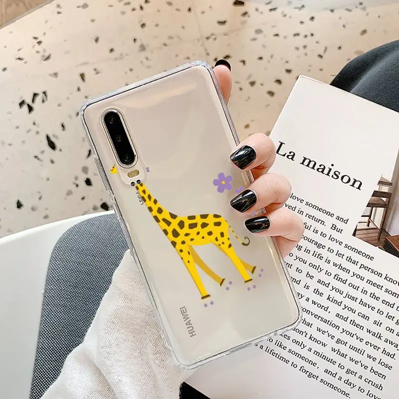 

Cute Cartoon Giraffe lovely Phone Case Transparent for Samsung A71 S9 10 20 HUAWEI p30 40 honor 10i 8x xiaomi note 8 Pro 10t 11