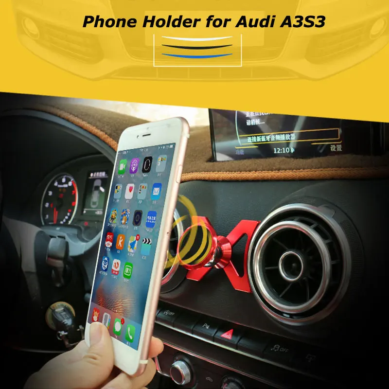 Soporte magnético de teléfono para coche, accesorio giratorio de 360 grados para rejilla de ventilación, navegación GPS, para Audi A3 S3