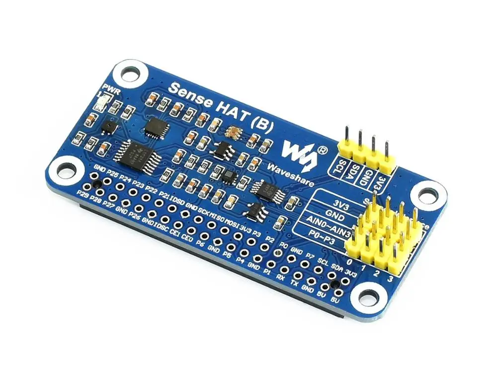Sense HAT (B) разработанный для Raspberry Pi передаваемый через интерфейс I2C позволяет