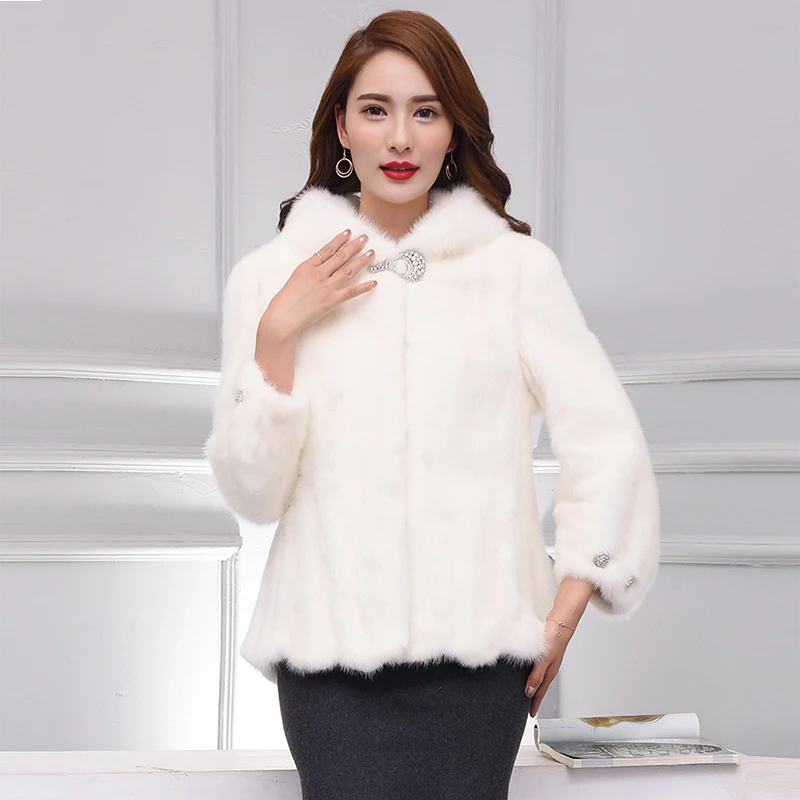 Женская короткая Шуба с капюшоном тонкая шуба из норки зима 2019 | одежда