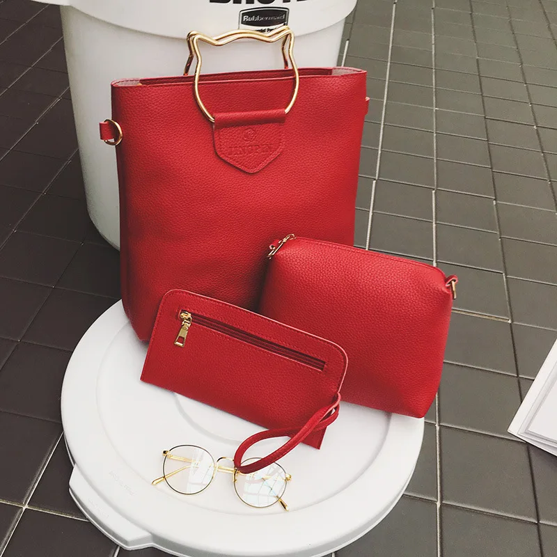 Набор женских сумок 3 больших вместительных ручных сумки через плечо для женщин +