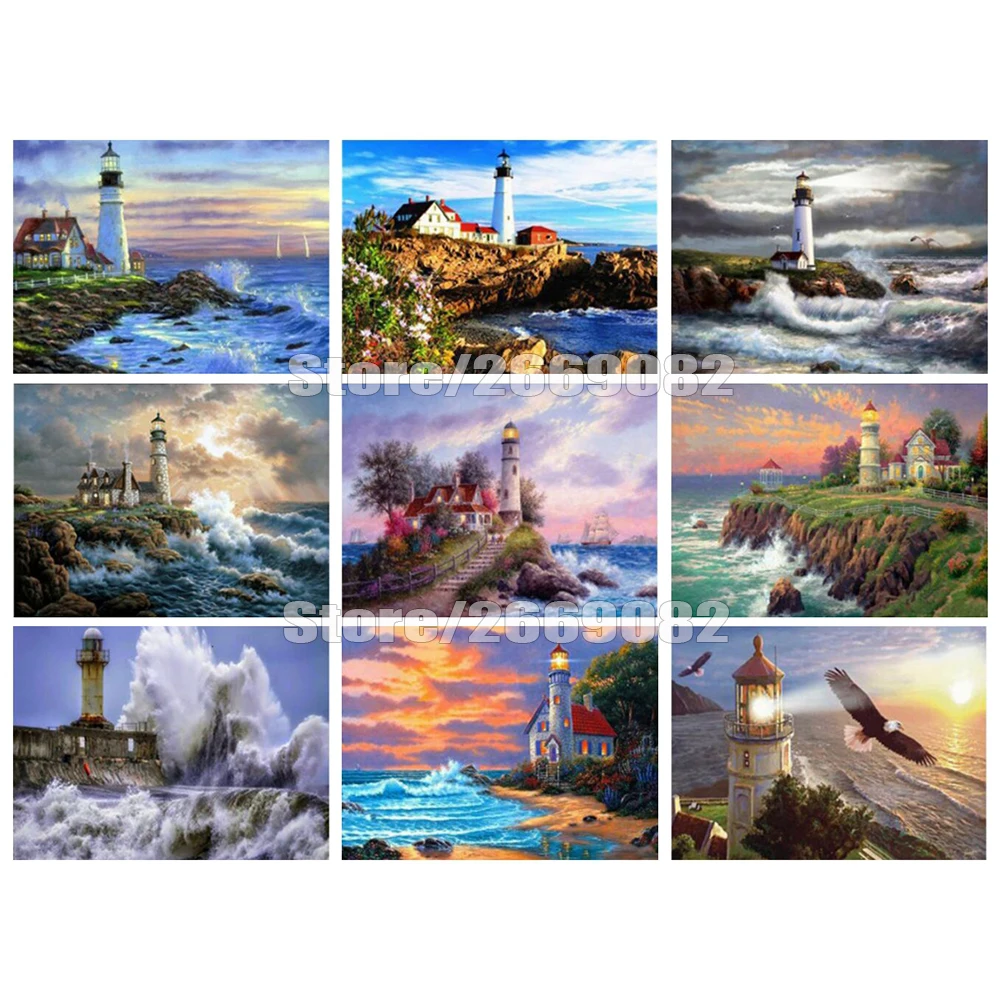 Алмазная 5D живопись сделай сам с изображением маяков алмазная вышивка пейзаж