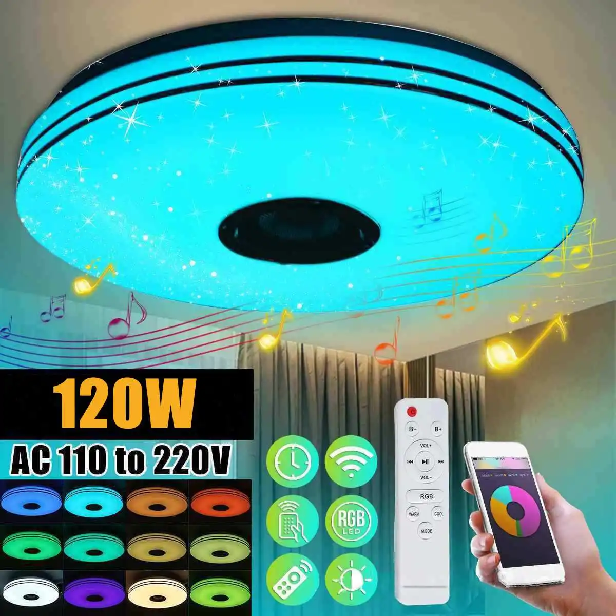 

110V Wifi LED Ceiling Lights APP bluetooth Remote Control RGB Ceiling Light With Music Speaker Home Lighting Decors Ceiling Lamp