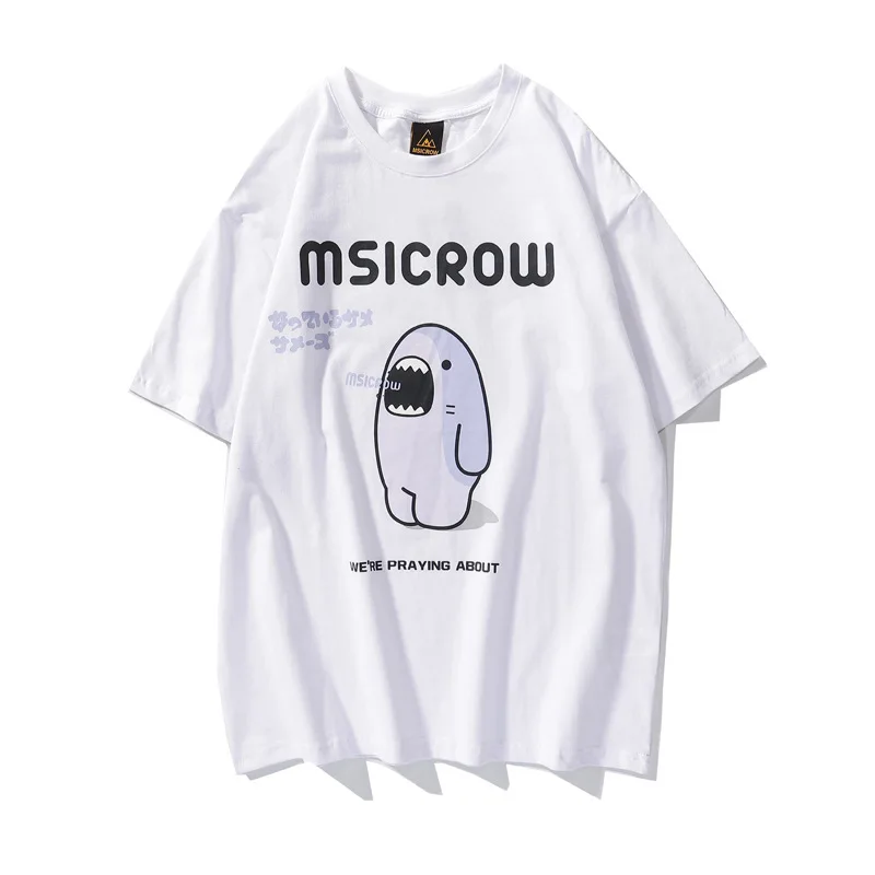 

Spring and summer new youth Unisex Casual Short cartoon printed cotton T-shirt round neck Half Sleeve Tee