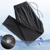 sports pants mens quick drying ice silk breathable nine point summer thin running fitness loose mesh air conditioning trousers