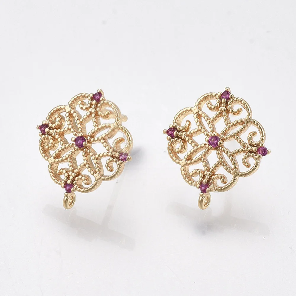 

2 шт., латунные серьги-гвоздики с искусственным серебром, 13 х12 мм