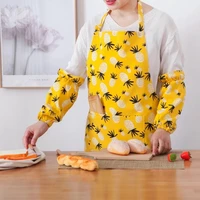 nordic sleeveless apron cotton pineapple fabric kitchen anti fouling overalls cafe long section kindergarten