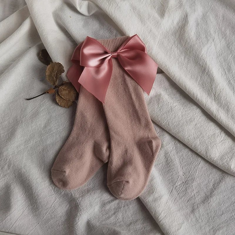 Calcetines de princesa para ni&ntilde;a, medias hasta la rodilla con dise&ntilde;o de lazo de cinta ancha, ropa para ni&ntilde;a peque&ntilde;a, medias de tubo para ni&ntilde;o-4