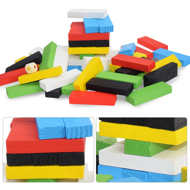 Креативный 18 см Новый Деревянный Радужный цифровой строительный блок Дженга