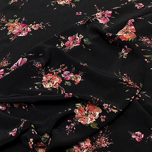 Шелковый крепдешин с черным дном плотный 19 мам SCDC940 | Дом и сад