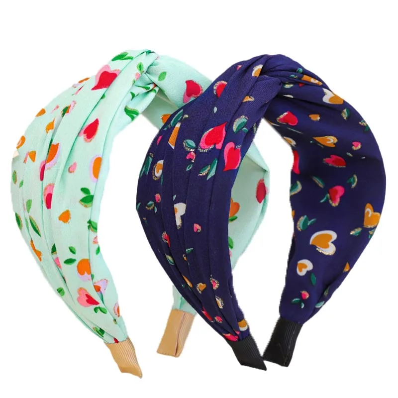

MAXSITI U New Headwear Printing Chiffon Wide Edge Cross Hair Band For Women Designer Fashion Simple Headband Hair Accessories