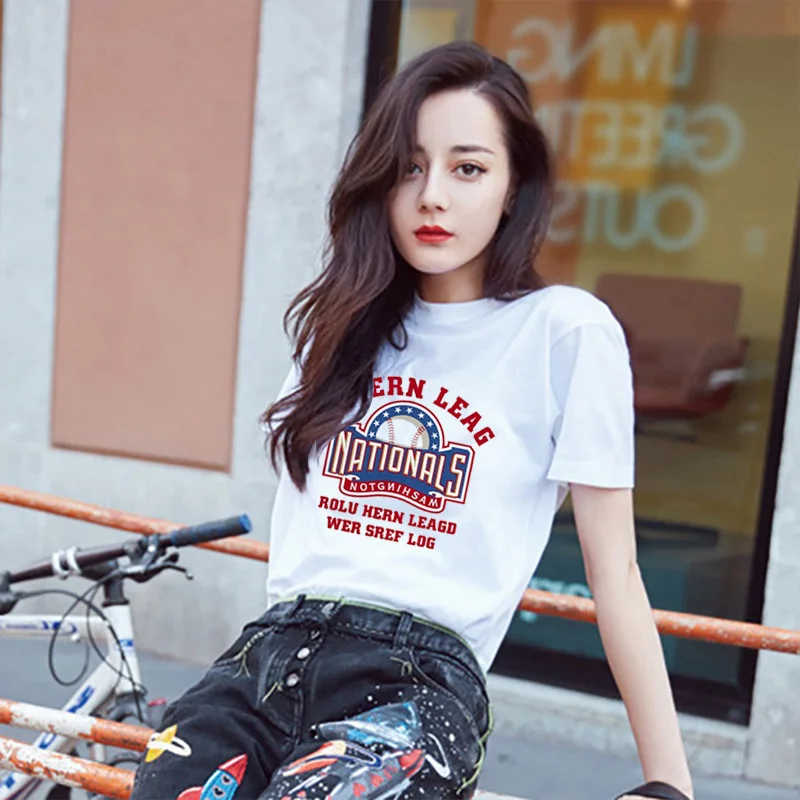 Милая летняя футболка с короткими рукавами и буквенным принтом свободная Новая