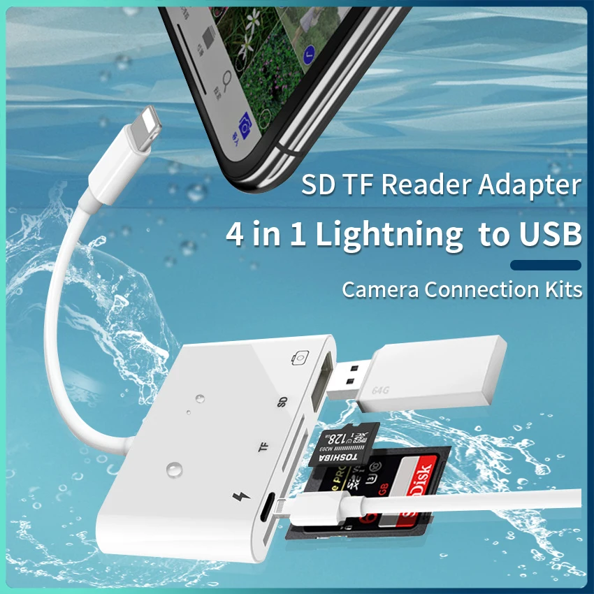 lightning to sd tf usb adapter camera card reader connector lighting otg adaptor cable iphone usb otg adapter for iphone ipad free global shipping