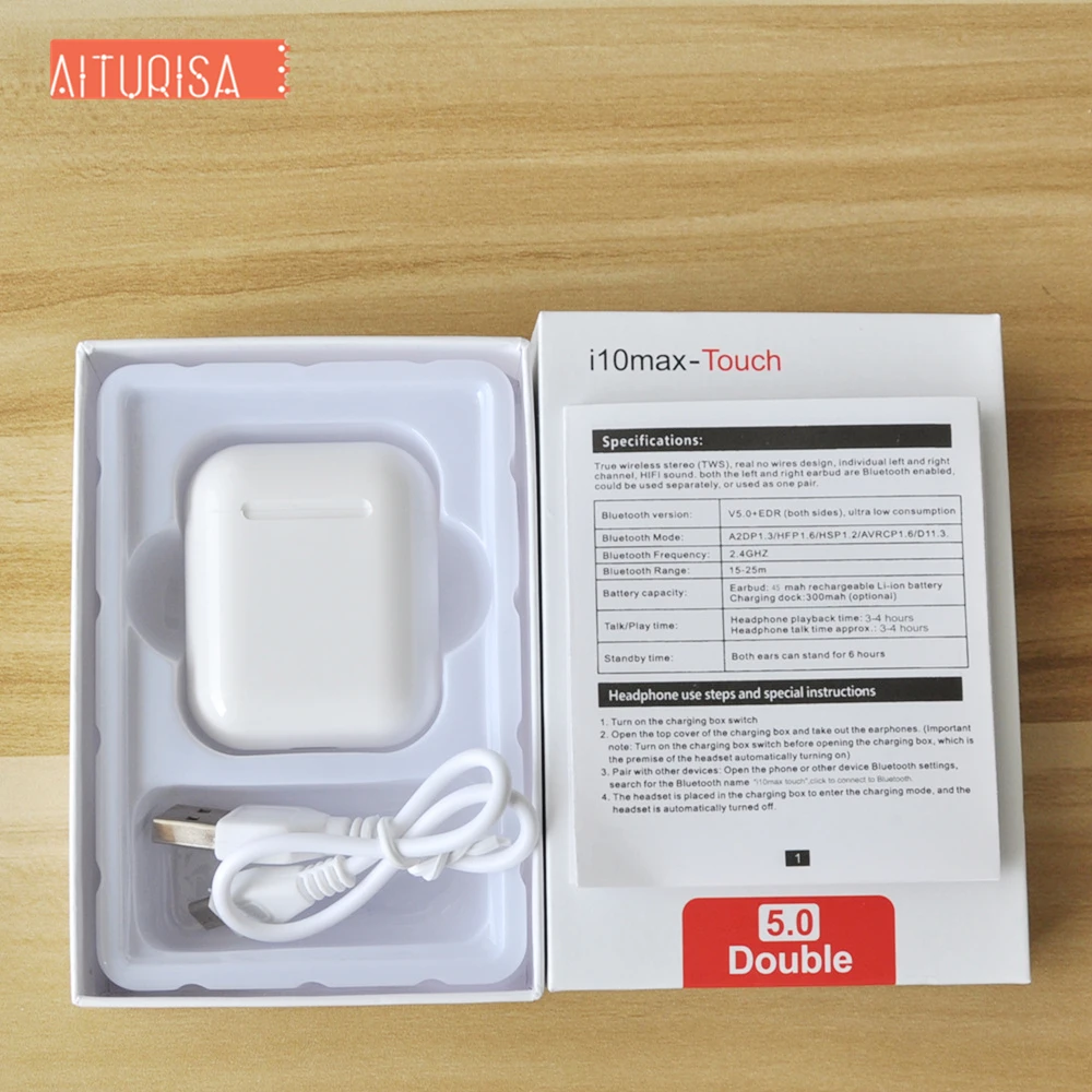 i10 max white Touch Наушники i9s Tws Bluetooth 5,0, беспроводные наушники, стерео наушники, объемный 3D звук с микрофоном, зарядная коробка для всех смартфонов - Цвет: i10 max white Touch