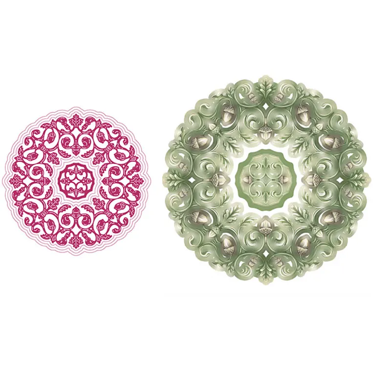

Round Hollow Flower Acorn Frame New Metal Cutting Dies For 2021 New Scrapbooking Diary Decoration Embossing Template Diy Card