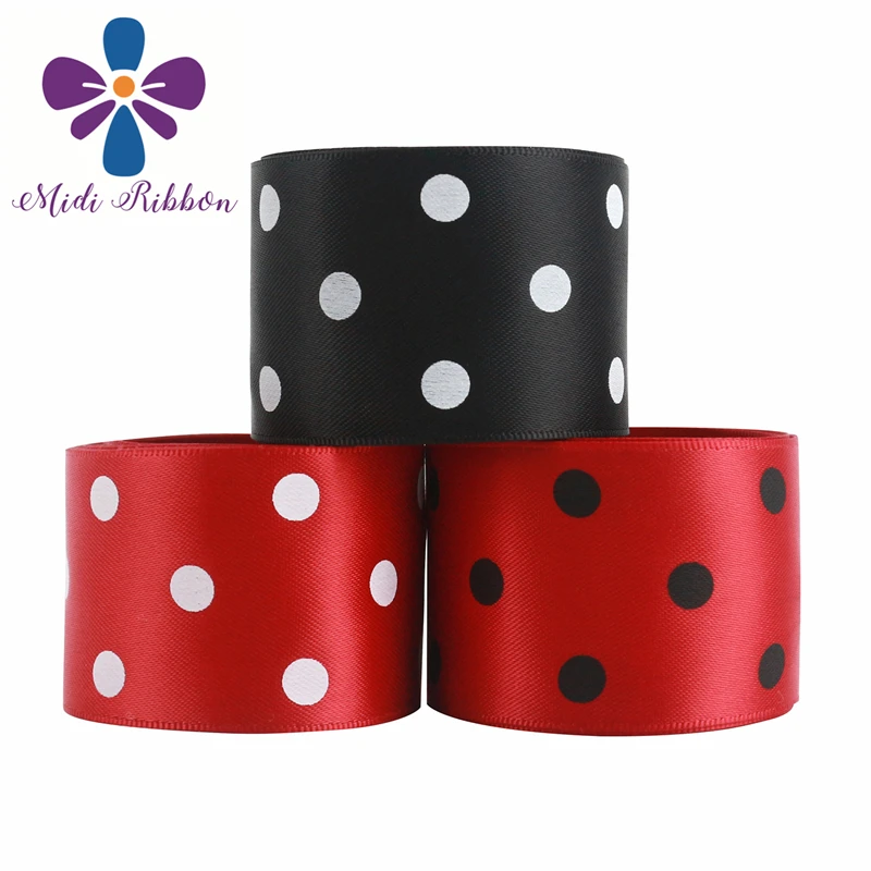 

Free Shipping 50 Yards 16MM-75MM Grosgrain Ribbon /Elastic Band With Dots For Handmade Bow/Party Decoration