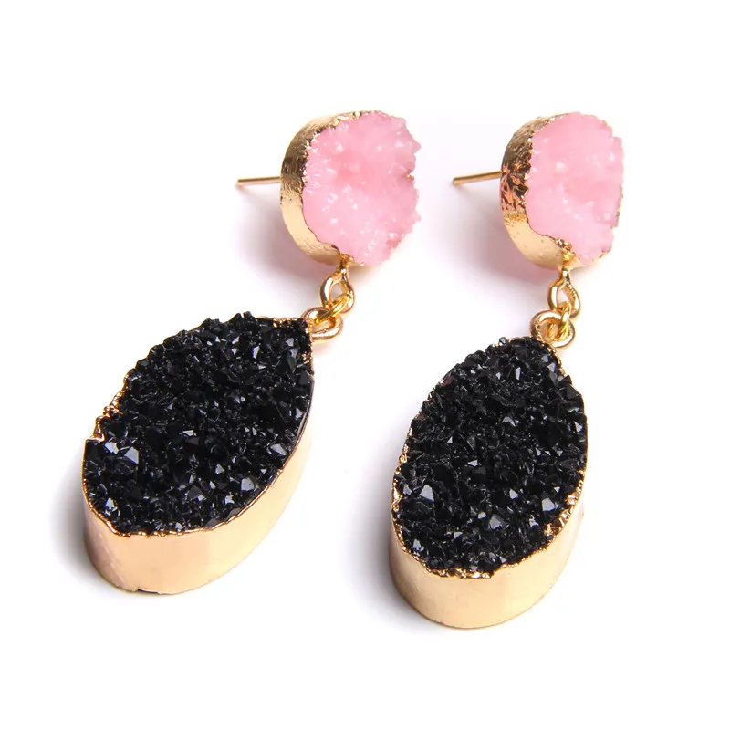 Круглые серьги подвески с натуральным камнем смешанные цвета зеленый друг кварц