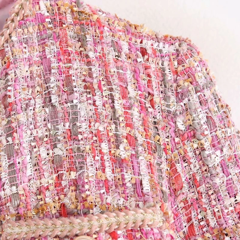 2020 Женская милая твидовая куртка с круглым вырезом и цветами женское