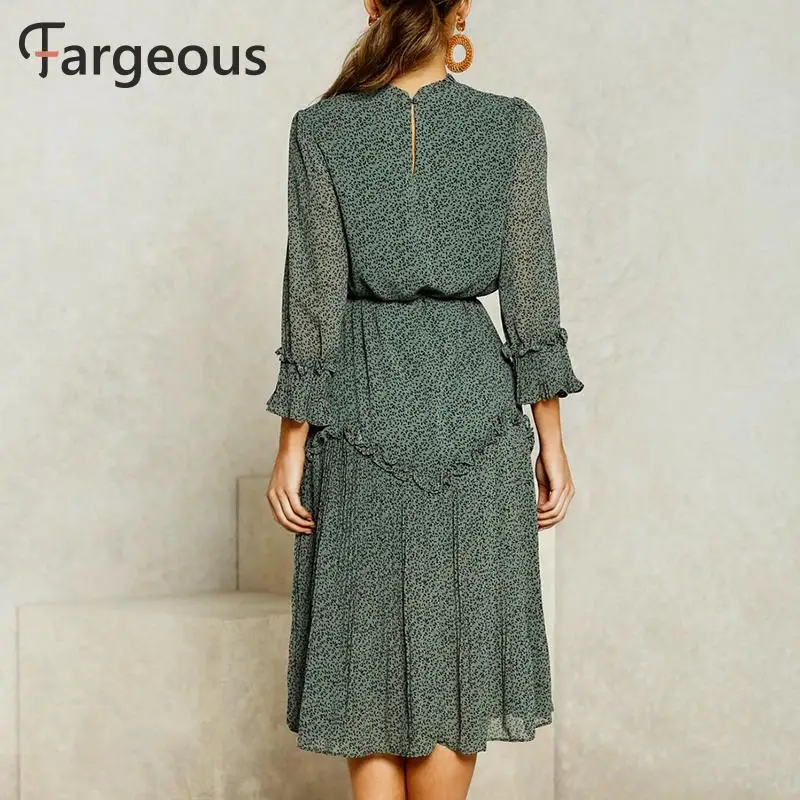 Женское длинное платье в горошек Fargeous винтажное шифоновое плиссированное стиле