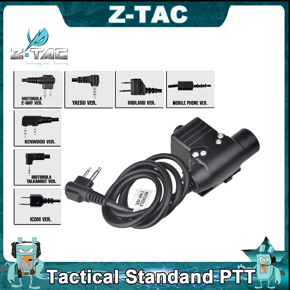 

Z-TAC Tactical Headset with U94 PTT Tactical Single Headphone and Waterproof Push To Talk for Kenwood/midland/baofeng Icom Radio