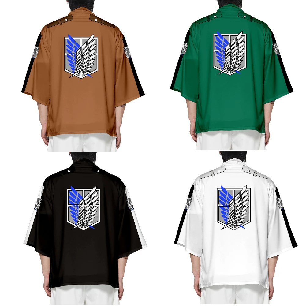 

New Anime Attack On Titan Scout Regiment Symbol Kimono Eren Jager Cosplay Costumes Levi Ackerman Haori Cardigan Cloak Jacket