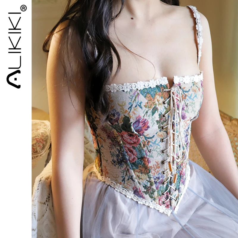 Винтажный корсет топы для ношения цветочные сексуальные корсеты бюстье