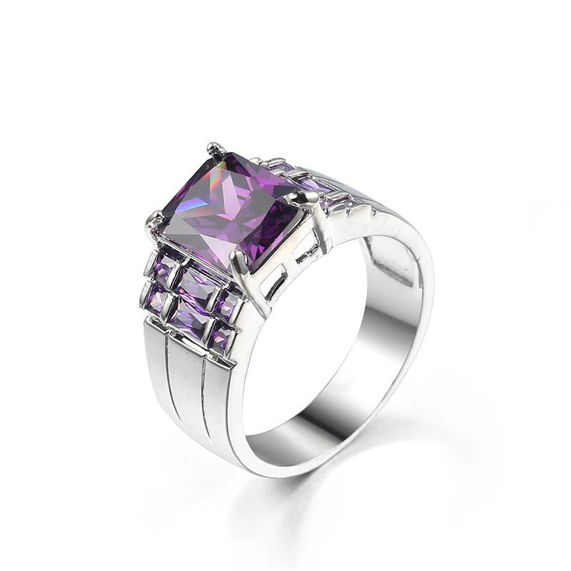 

Square big zircon wide Ring For Women Bridal Wedding Rings Female Engagement purple Gemstone Ring Fashion Luxurious Jewelry