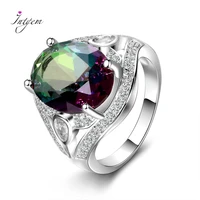 genuine rainbow fire mystic topaz rings 925 sterling silver ring fine party wedding jewelry gift for women lady girls wholesale