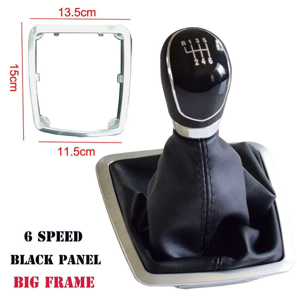 6 Speed-Black-Big Рукоятка рычага переключения передач с гетром крышка багажника 5 6 скоростей ABS ручка переключения передач для Ford Focus 2 MK2 FL C-MAX 06-11 MK3 MK4 MK7 Galaxy - Название цвета: 6 Speed-Black-Big