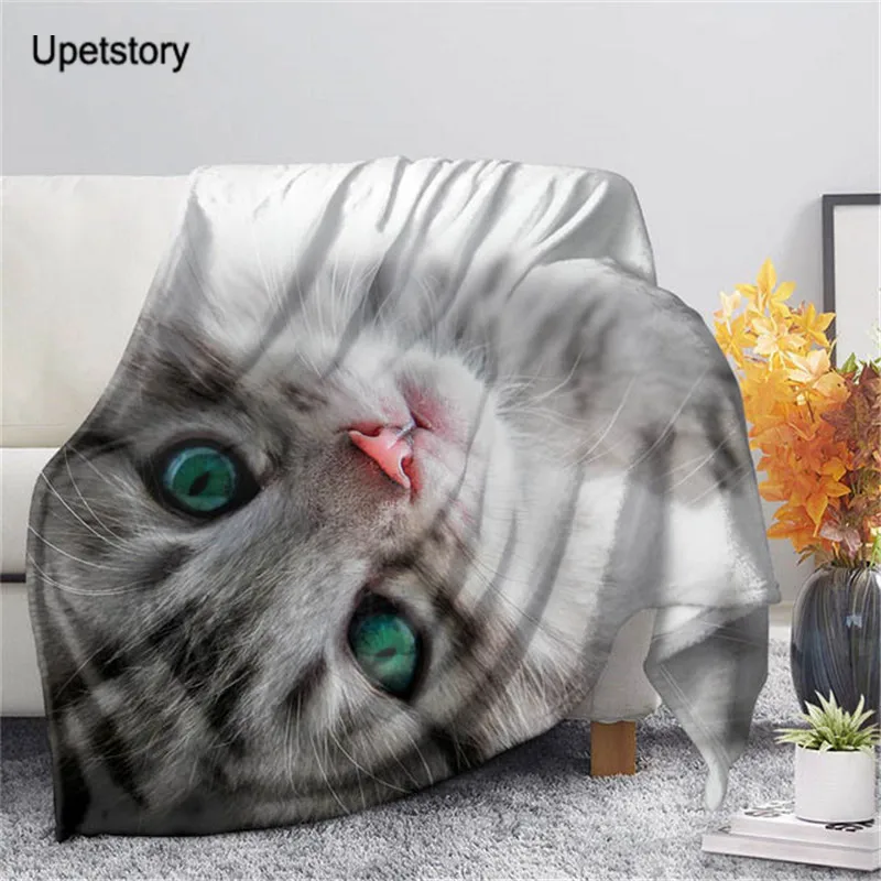 

Плед флисовый женский Upetstory, для весны и осени, с принтом в виде кошки, для кровати, дивана, украшения детской комнаты